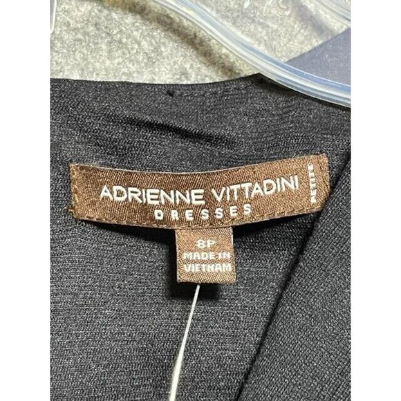 Adrienne Vittadini Dress 8 Petite Sheath Sleeveless Twist Front Ponte Black - Picture 6 of 10